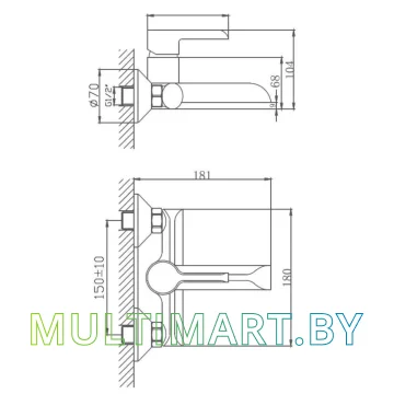 Смеситель Haiba HB60805-7 (хром/черный матовый) картинка 2